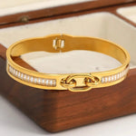 Gold-Plated Stainless Steel Diamond BraceletGold-color