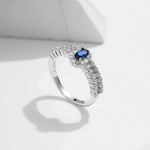 925 Silver Royal Blue Oval CZ Luxury Ring