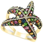 Elegant Silver Color Inlaid Garnet Red Zircon Flower Shape Ladies Banquet RingAJZ2573XS8