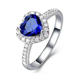 925 Sterling Silver Blue Ocean Heart Blue Gemstone Ring