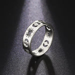 Hollow Sun Moon Ring Stainless Steel Gold Color Women Rings