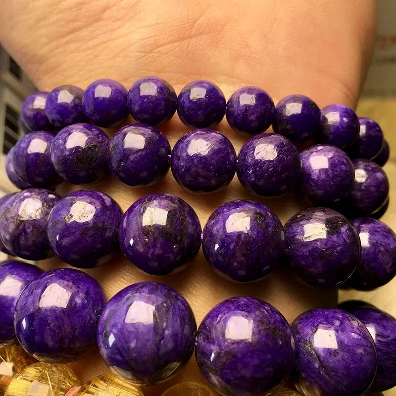 Polished Charoite Beads Bracelets Purple Dragon Crystal Amethyst Stone