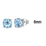 925 Sterling Silver Blue Topaz Romantic Earrings for Women'sBlue-6mm-Earring