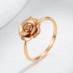 Glossy Metal Flower Rings for Women Fashion 585 Rose Gold
