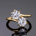 Unique Double CZ Design Women Rings Luxury Fashion Wedding Band Accessories Party Temperament Elegant Female Jewelry NewQ56610