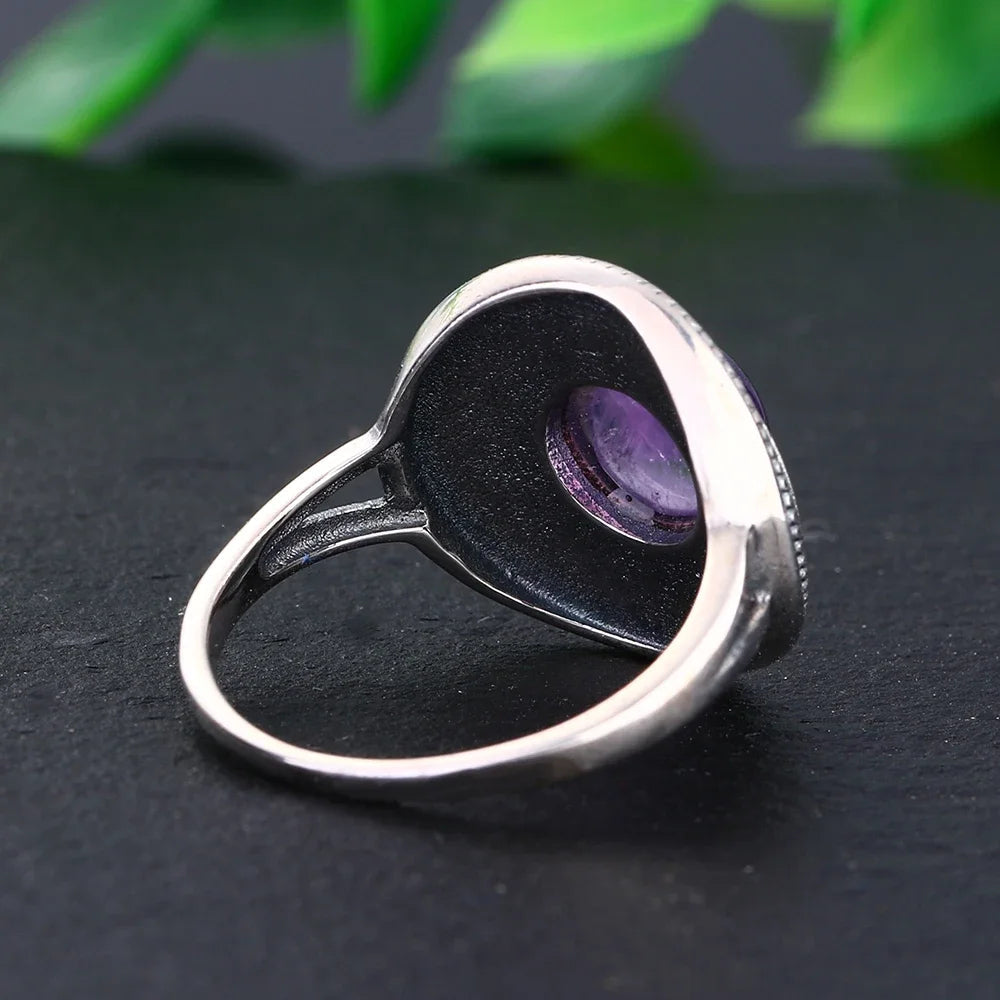8MM Round Natural Amethyst Rings