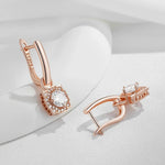 585 Rose Gold Shiny Natural Zircon Dangle Earrings For Women