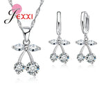 Trendy 925 Silver Color Jewelry Sets Cubic Zirconia Pendants Necklaces Charm Hoop Earrings Wedding Anniversary Gift For WomenS65111