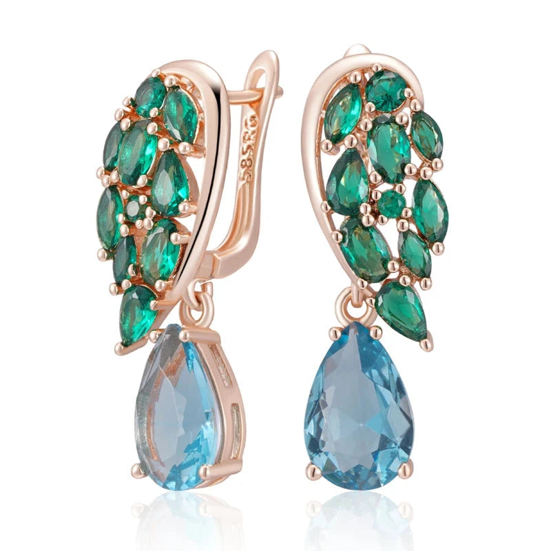 585 Rose Gold Vintage Drop Earrings – Blue ZirconH2187