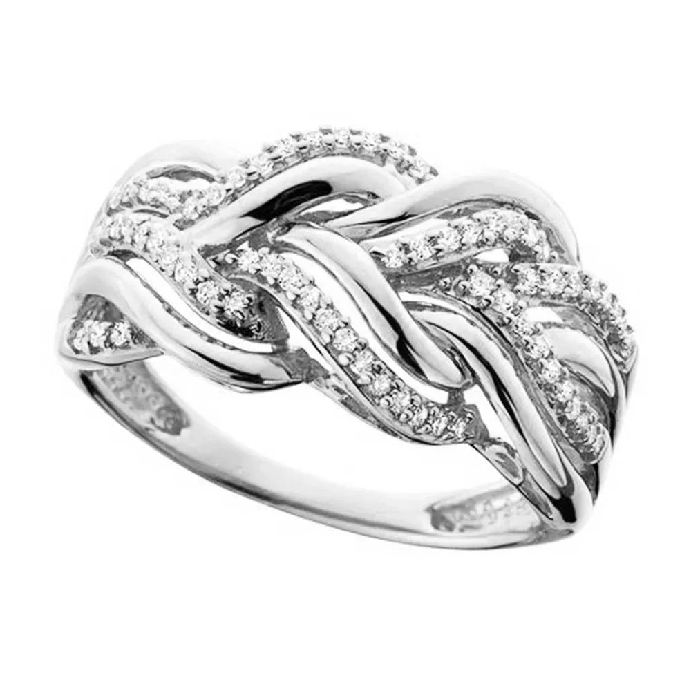 8-shaped Women Rings with CZ Stone Twist DesignQ6106