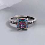 925 Sterling Silver Square Crystal Adjustable Rings For Women Wedding Luxury Fine jewelry GaaBou