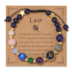 12 Zodiac Signs Natural Stone BraceletLeoAdjustable