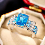 Blue Translucent Square Ring – Luxury Bridal Jewelry