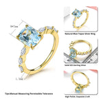 Natural Sky-Blue Topaz Ring Yellow Gold Plated 1.8 Carats Genuine Gemstone Classic Elegant