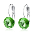 Sea Blue Crystal Hoop Earrings for Women, 9 Color OptionsGreen