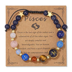 12 Zodiac Signs Natural Stone BraceletPiscesAdjustable