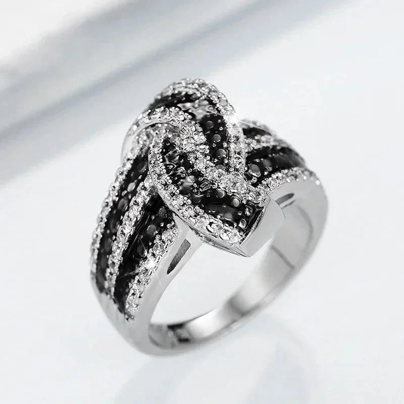 Luxury Shiny White Black Enamel Rings for Women