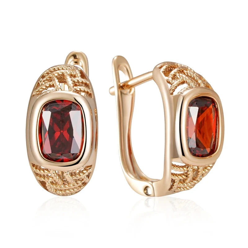 Classic Red Zircon Drop Earrings – Rose Gold ColorROSE GOLD COLOR