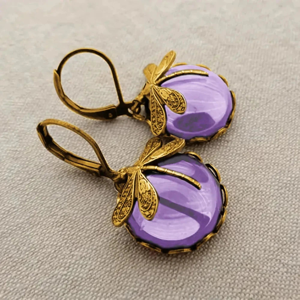 Moonlight Stone Dragonfly Earrings – European & American StyleE4107
