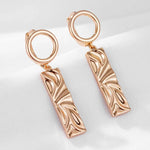 Wbmqda Irregular Geometric Glossy Long Drop Earrings For Women 585 Rose Gold Color Fashion Elegant Daily Fine Jewelry Gifts
