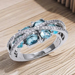 Unique Cross Rings with Colored Blue Cubic Zirconia Fashionable Design