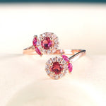 Bling Garnet and Ruby Flower Shaped Resizable RingRing