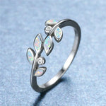 Blue Fire Leaf Ring for Women