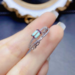 Emerald Cut Alexandrite Ring 925 Sterling Silver Alexandrite Color Changed Gemstone