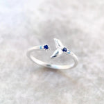 Dolphin Tail Fin with Sapphire Stones 925 Sterling Silver RingRing