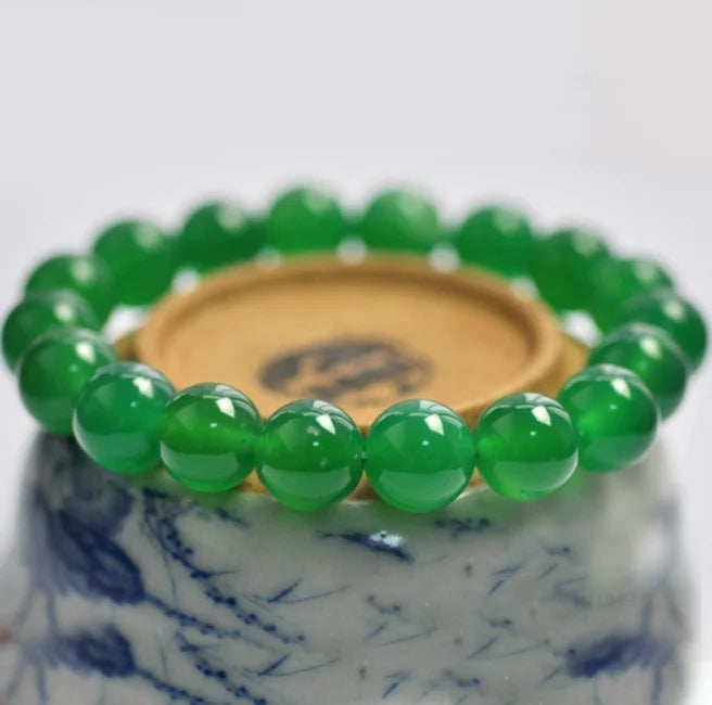 Natural Gemstone Stone Emerald Cuff Charm Bangle Bracelet8MM