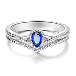 Retro European Style 925 Sterling Silver Sapphire Knot Shaped Double Layered Wishing Bone RingKTR2088