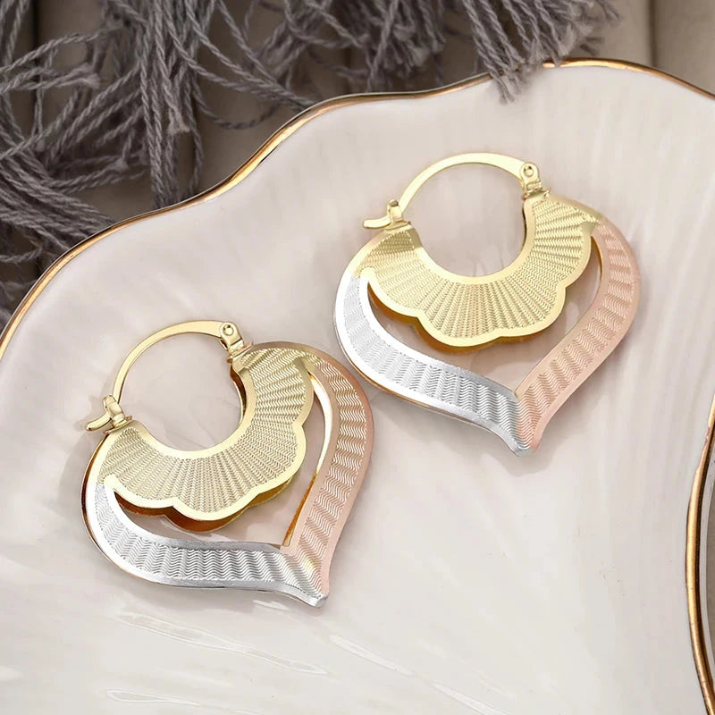 Three-tone Design Love Drop Earrings for Women