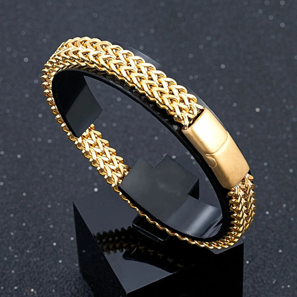 8MM Blue Stainless Steel Curb Chain Bracelet