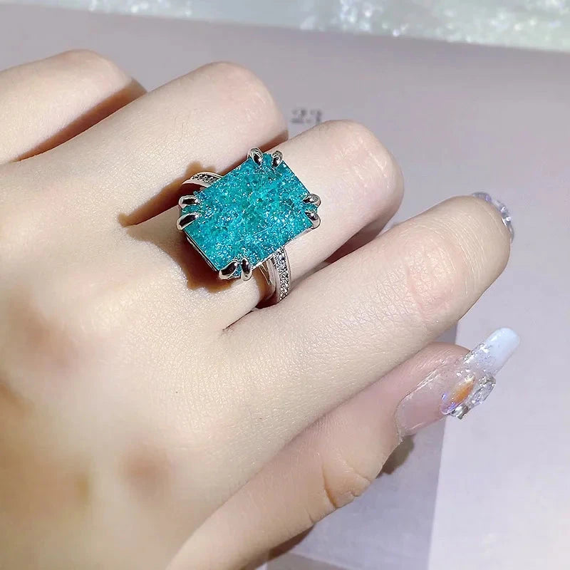 Paraiba Tourmaline Gemstones Ring for Charm Ladygreen6