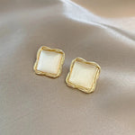 New Beige Square Stud Earrings for Women Korean Fashion Sweet Girls Jelly Texture Unique Design Female Ear Accessories 2025 new