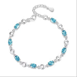 Blue Topaz Bracelet Aquamarine 925 Sterling Silver Charm BraceletsDark Grey