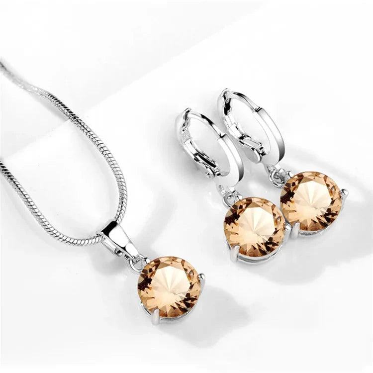 925 Sterling Silver Crystal Set – Necklace & Earringschampagne