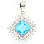 Lovely Cute Color Changing Alexandrite Topaz Zultanite Aquamarine Women Silver PendantRich Blue Aquamarine