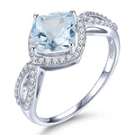 Natural Genuine Aquamarine Silver Rings Light Blue 1.6 Carats for Women Simple Classic9