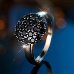 Women's Gold Tone White & Black Zircon Engagement Ring
