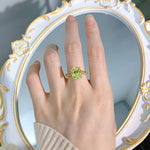9*11mm Peridot Square Vintage 18K Gold Plated 925 Sterling Silver RingRing