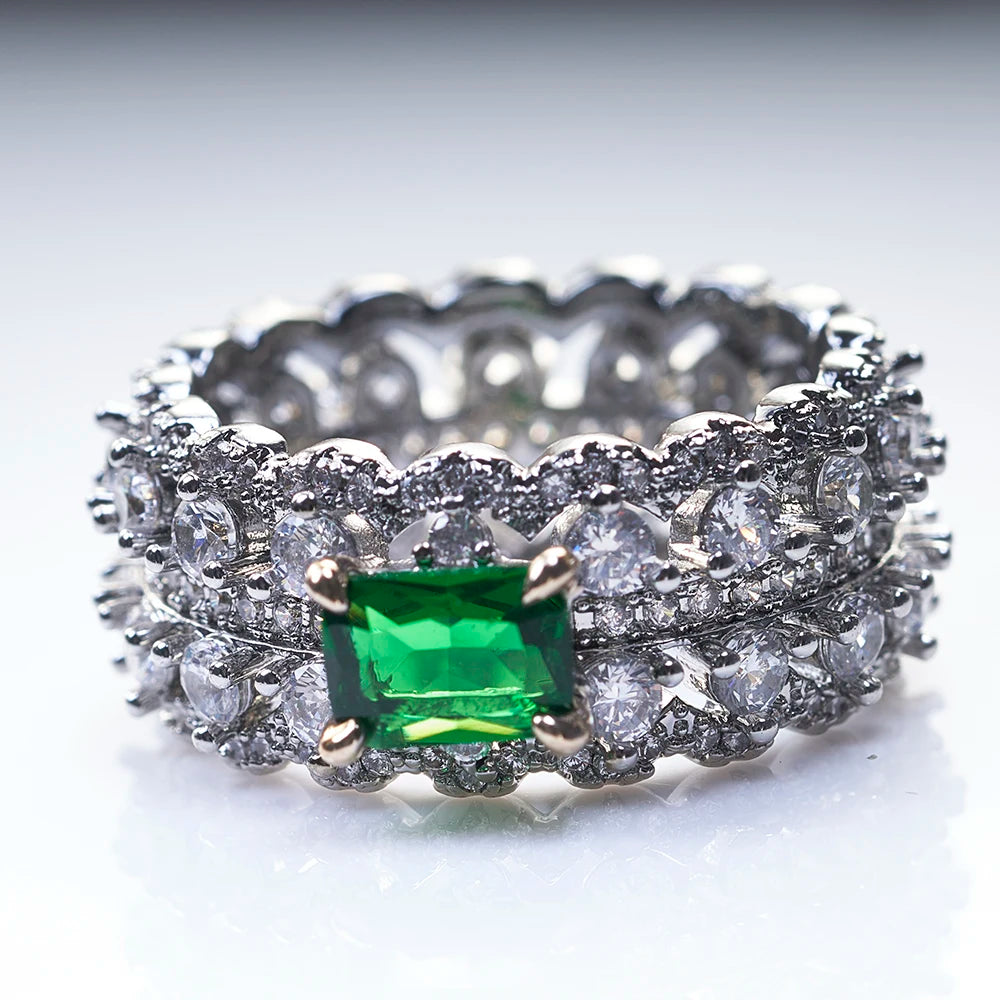 Vintage Emerald Gemstone 925 Sterling Silver RingRing