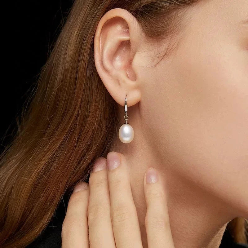 Natural Freshwater Cultured Pearl Drop Earrings for Women