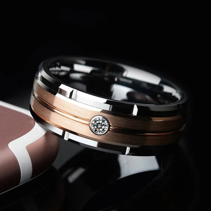 Men’s Simple Two-Color Steel Ring