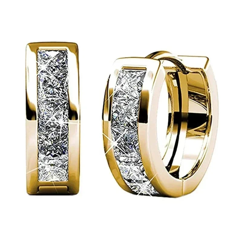 Versatile Women’s Hoop Earrings with Cubic ZirconiaE2247