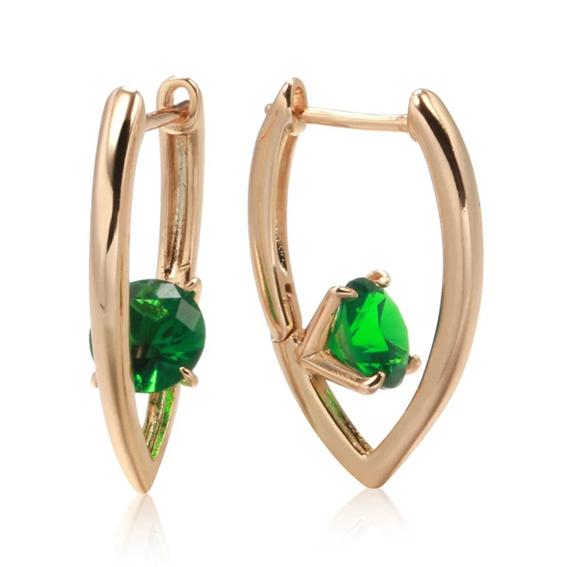 585 Rose Golden V Shape Drop Earrings For WomenROSE GOLD COLORCHINA