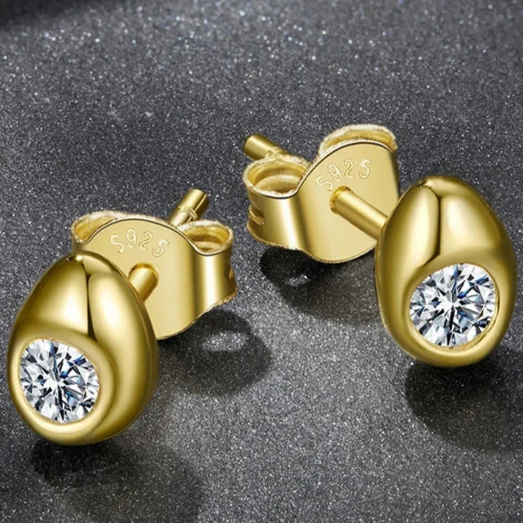 18K Gold Plated Teardrop Moissanite Stud Earrings