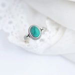 Creative 925 Silver Inlaid Blue-green Ring Single Row ExquisiteresizableStyle 3