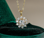 1ct Diamond Moissanite Necklace for Women's 14K Gold Sunflower1 Carat Moissanite