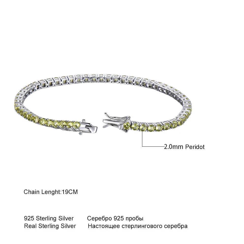 925 Sterling Silver Peridot Tennis Bracelet